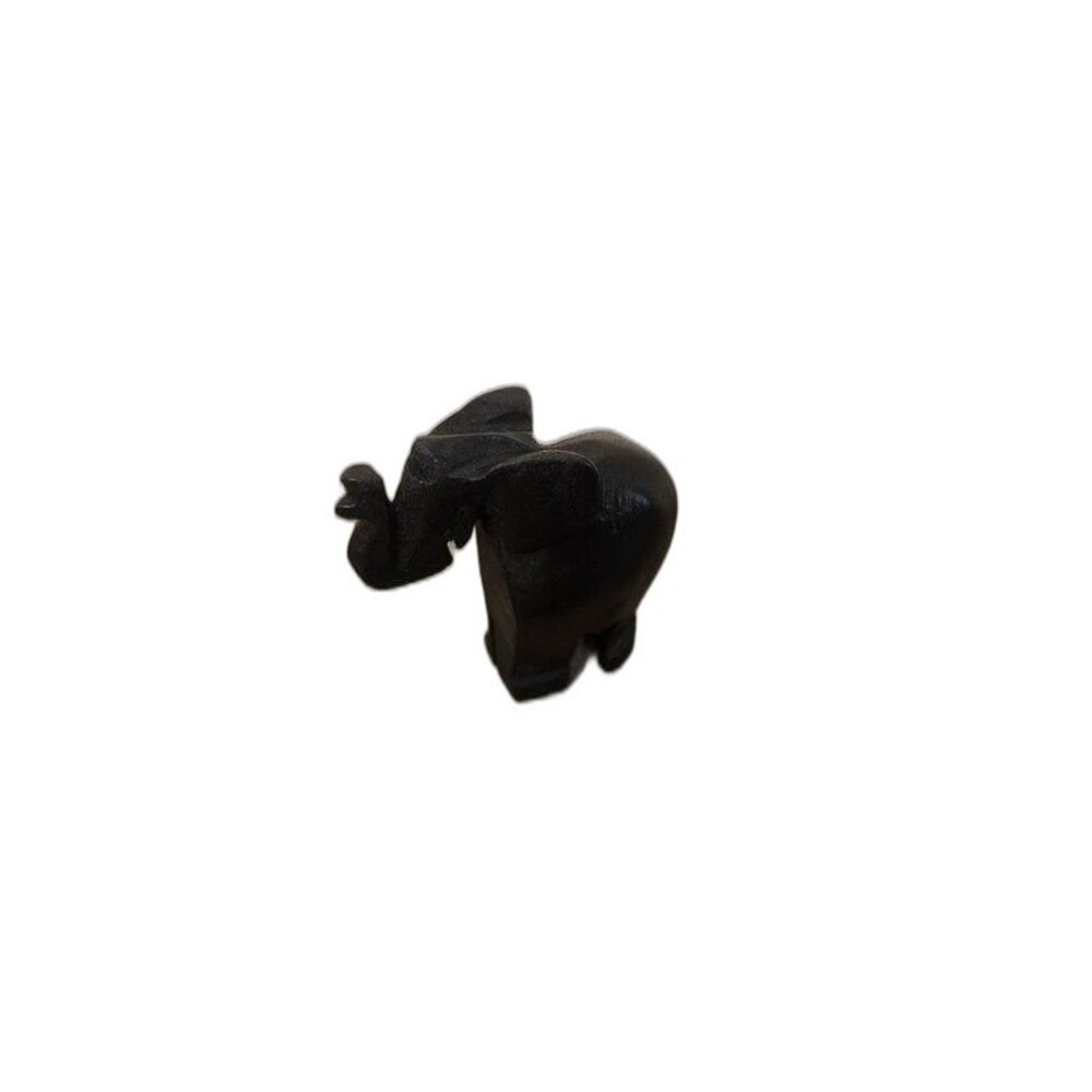 Hand Carved Wooden Elephant Figurine Dark Wood Mini Statue 3"--ITEM #2967